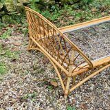 Rattan basket bed 90x190 vintage 1960