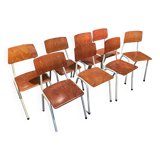 Series of eight obo school chairs from the 70s