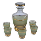 Vintage liqueur service in frosted celadon and gold glass – 1950s
