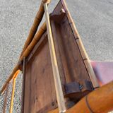 Table ancienne pliable en bois effet bambou desserte vintage