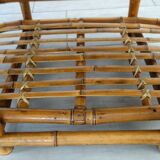 Vintage bamboo and woven wicker coffee table