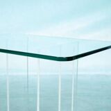 Minimalist side table in glass & acrylic, Memphis style