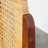 Set of 2 Wooden Art Deco Dining Chairs with Woven Cane Seat and Backrest