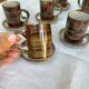 Vintage Rustic Stoneware Coffee Set - 6 Cups + 6 Saucers