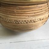 Rattan and vintage brass pot cover