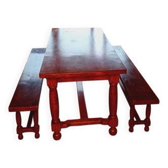 Dining room table + benches
