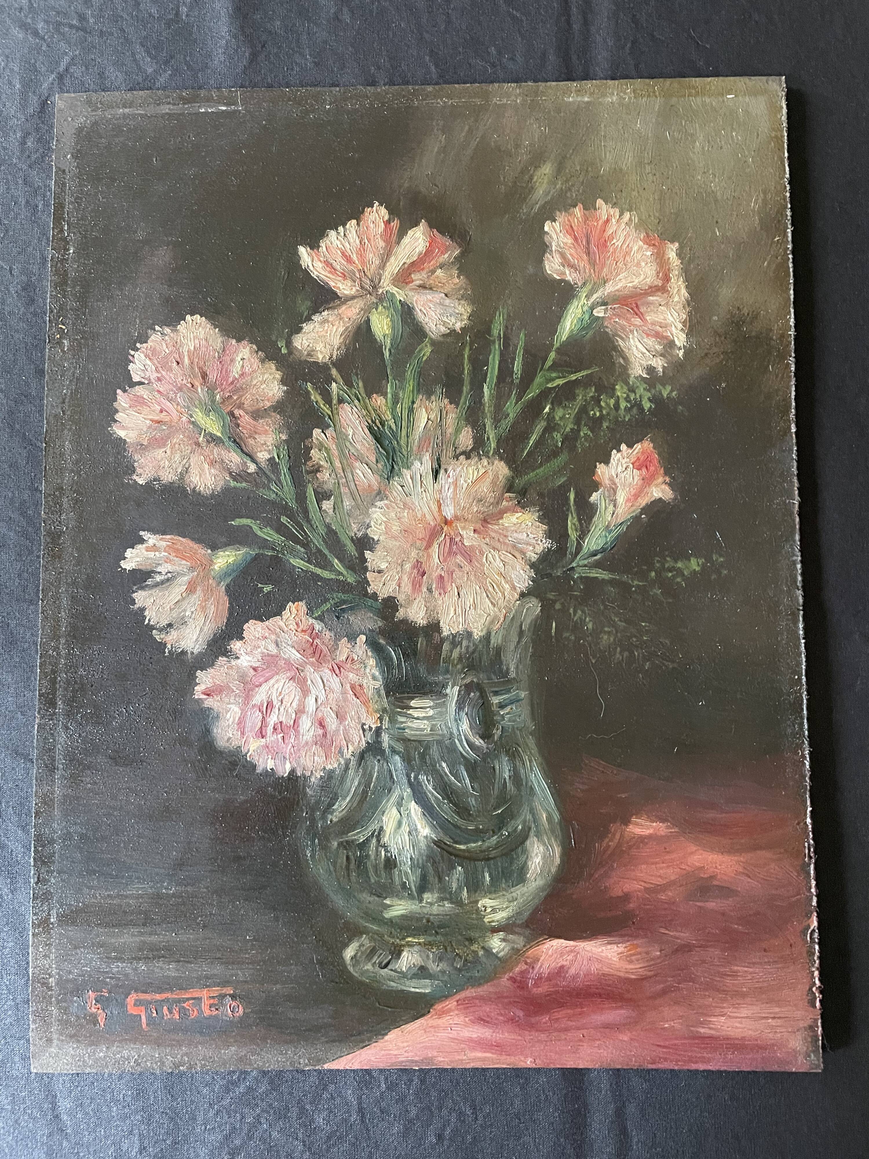 Huile sur bois bouquet
