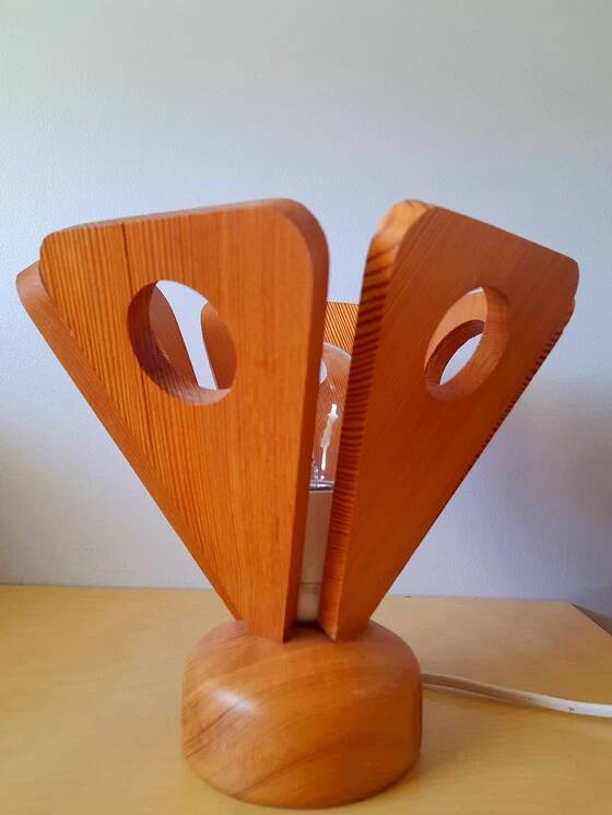 Scandinavian wooden flower lamp 1970