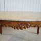 Oval coffee table - carved wood - white veined marble - Regency / Louis XV style