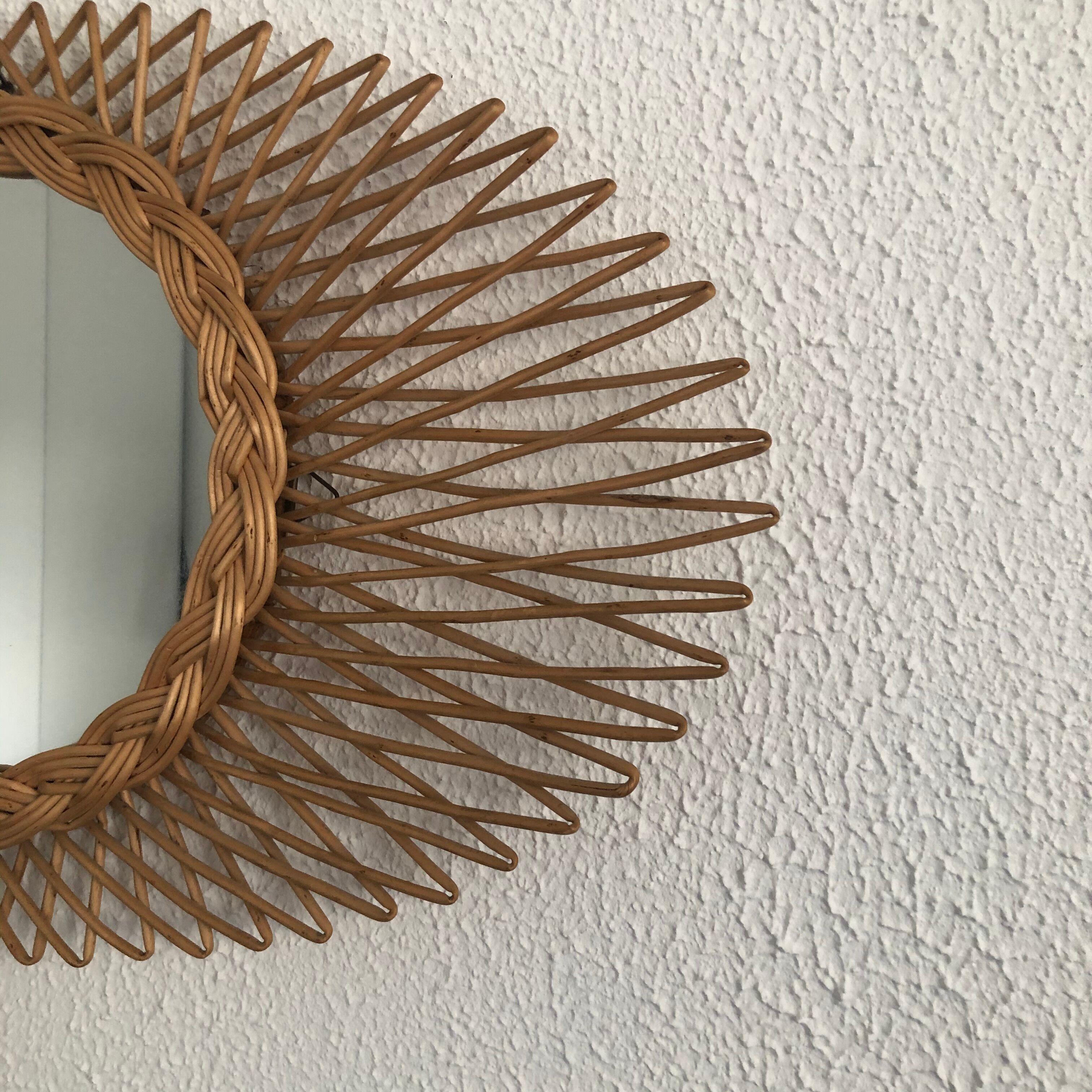 Vintage oval rattan sun mirror 1960 - 52 x 30 cm
