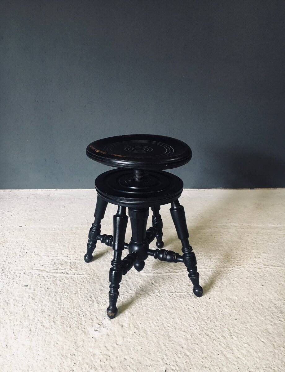 Early 20th Century Black Stained Piano Stool, 1890s
