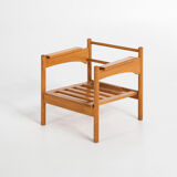 Pair of Oak and Leather Armchairs by Uluv Krasna Jizba, 1960s