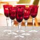 6 large vintage chalice ruby red stemmed glasses