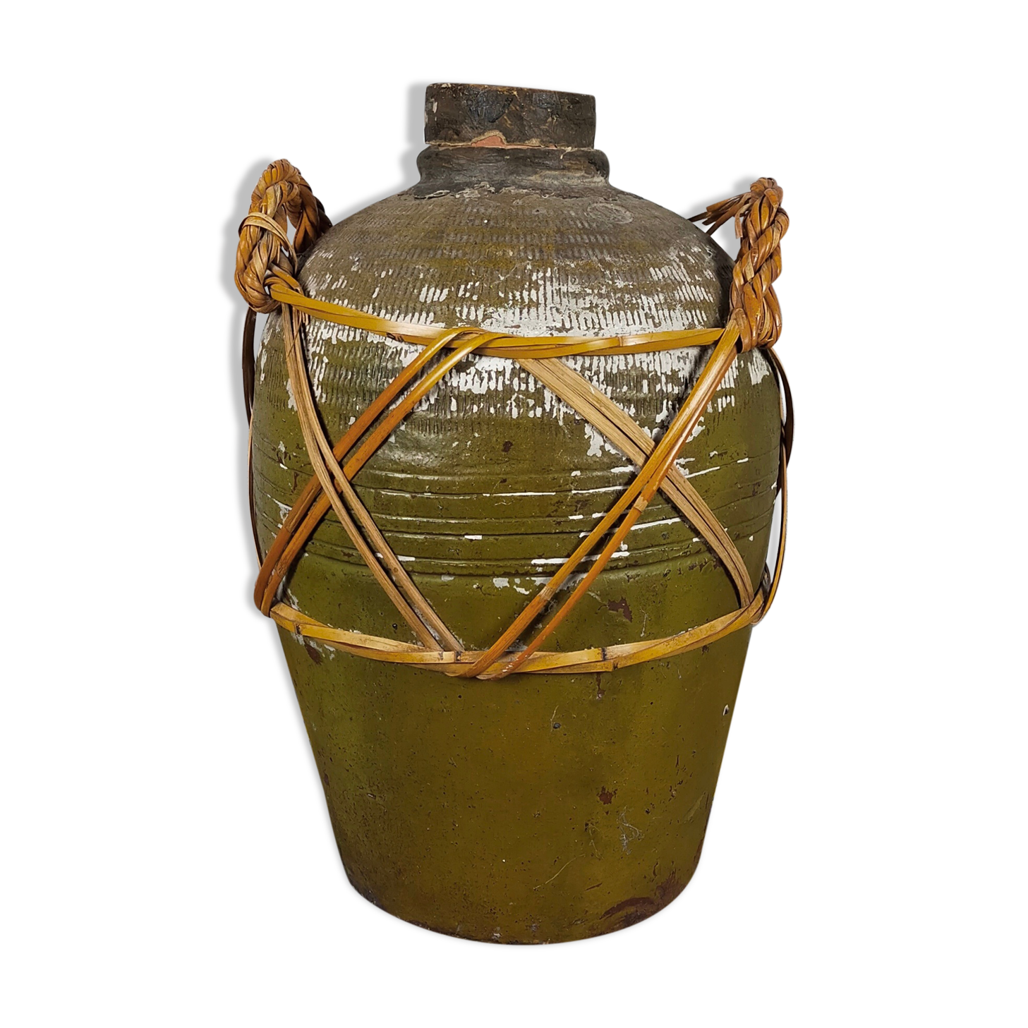 19th century terracotta and rattan jar