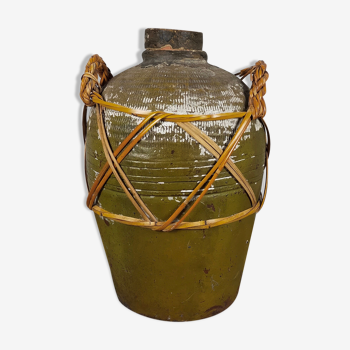 Terracotta jar and rattan nineteenth century