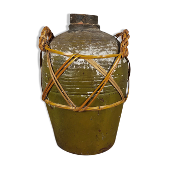 Terracotta jar and rattan nineteenth century