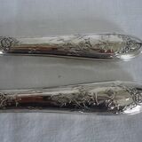 Pair of horn and silver-plated salad servers