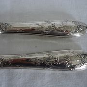 Pair of horn and silver-plated salad servers