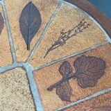 Coffee table Roger Capron ceramic herbarium and vintage wood year 1960