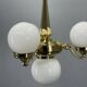 Art Deco Brass and Opaline Glass Chandelier, 1930s