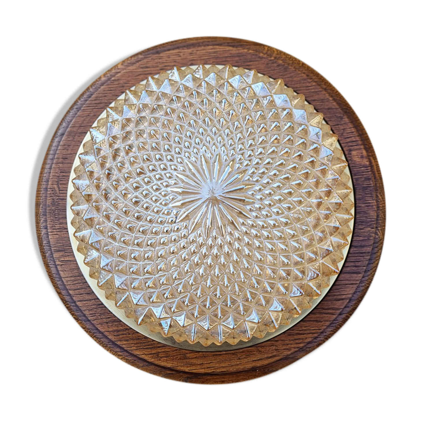 Vintage ceiling lamp "sea urchin", marine spirit, amber, 50s.