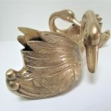 Two vintage solid brass brass zoomorphic pot pot cache