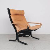 Ingmar Relling leather Siesta lounge chairs, Westnofa 1970s