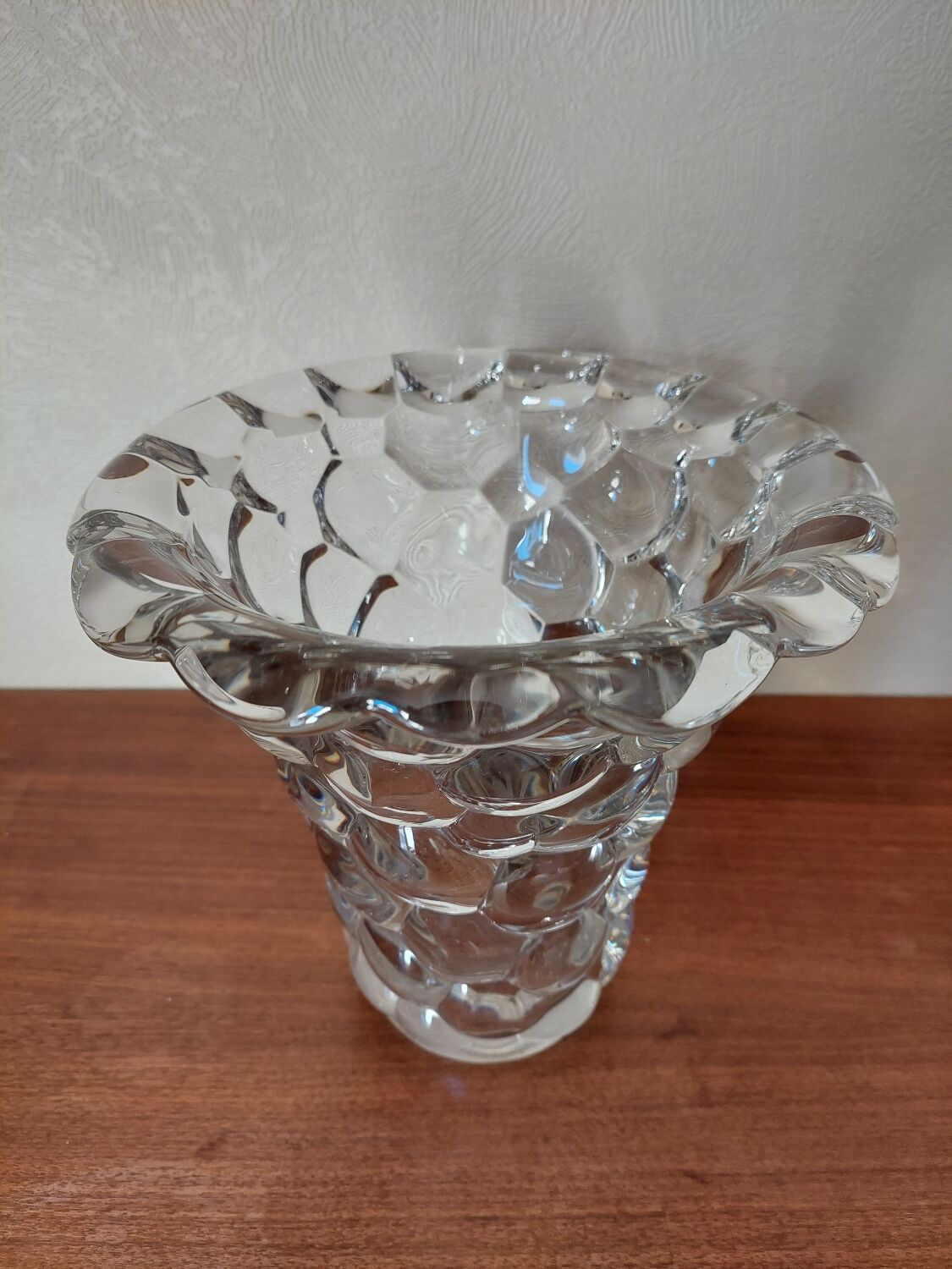 Pierre D'Avesn Clear Crystal Vase, Art Deco