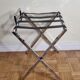 Luggage rack in chrome steel and leather 80s