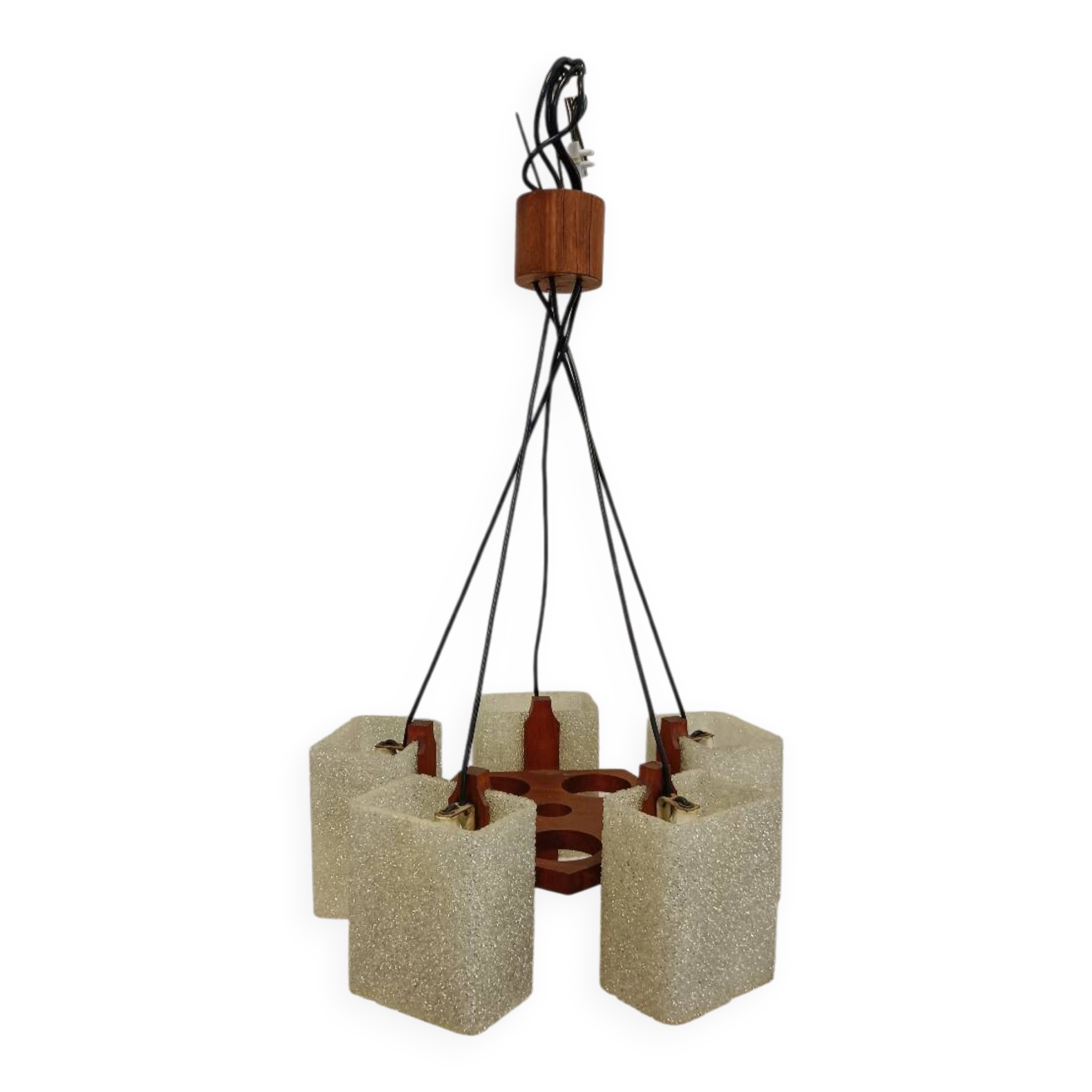 Teak and resin pendant light