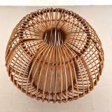 Bamboo Stool with new cushion, 1960s