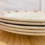 X6 pink flower plates monique ceranord france-retro-vintage