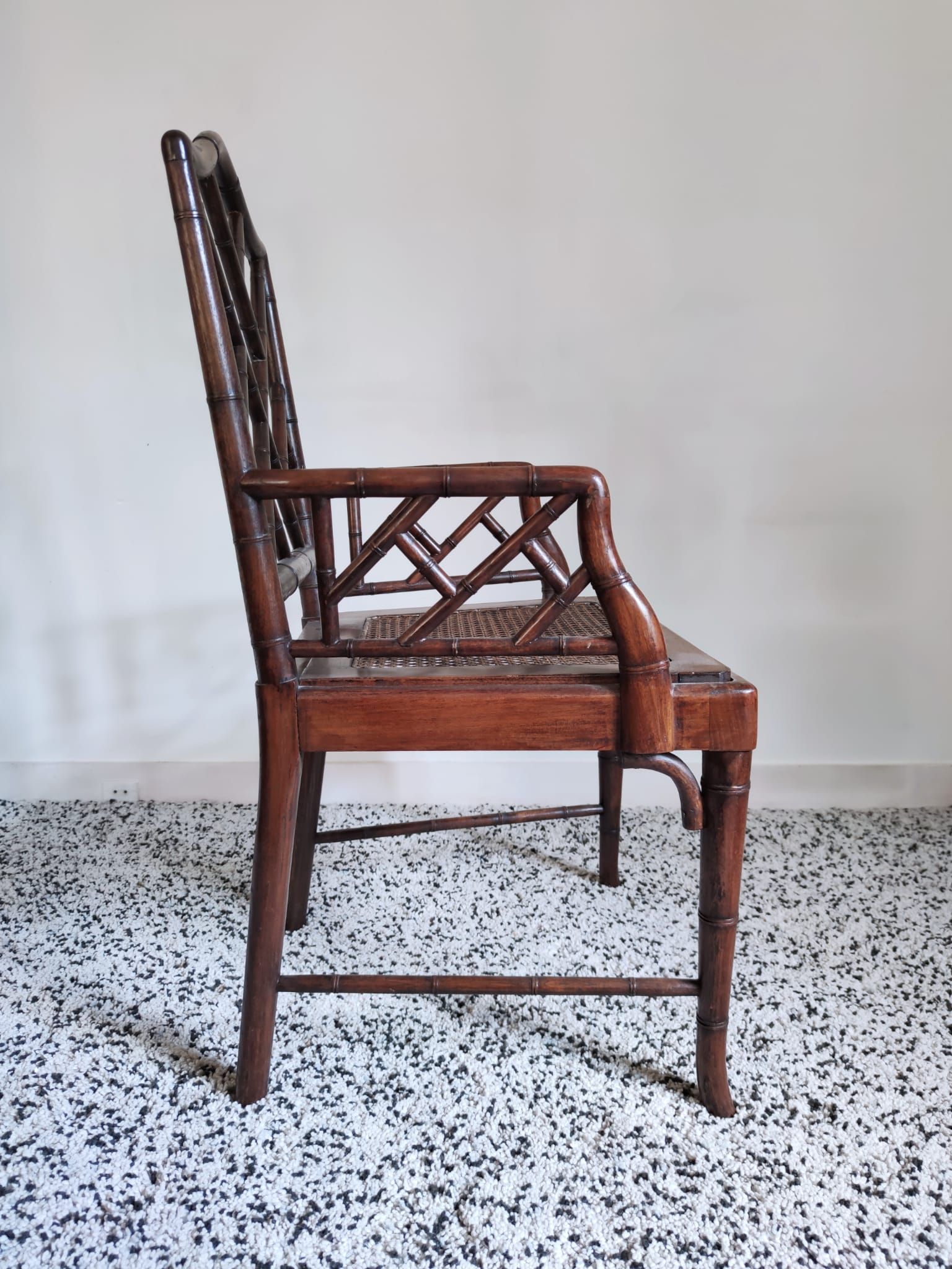 Asian canine armchair in wood in imitation of bamboo