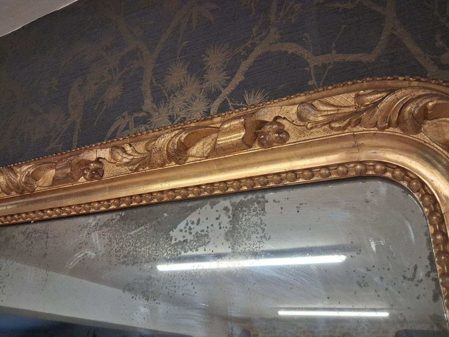 19th-century mirror, 2m x 1.2m.