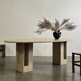 Oval travertine table
