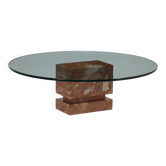 Table basse en marbre et verre, Italie, années 1980-1990