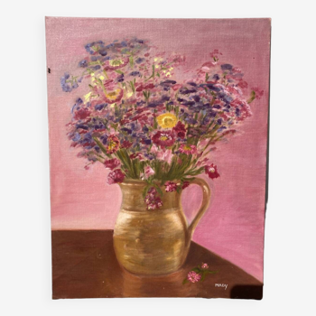 Bouquet de fleurs tableau peinture à l’huile