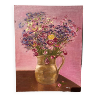 Bouquet de fleurs tableau peinture à l’huile