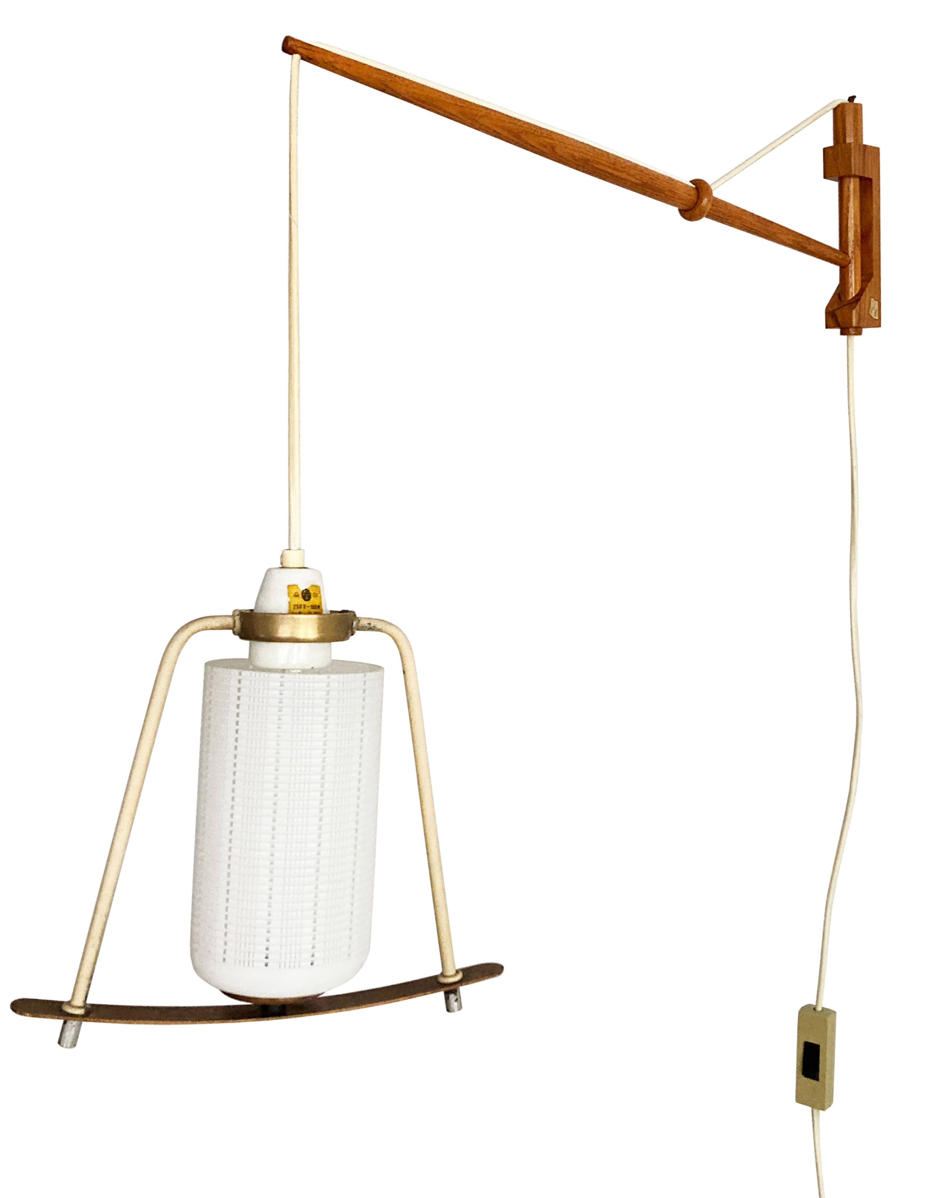 Sculptural 1960s Czech Wall Light – Constructivist Steel & Wood Design