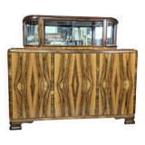Exceptional Art Deco Walnut Sideboard with Slatted Glass Display - 1930s Fu