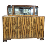 Exceptional Art Deco Walnut Sideboard with Slatted Glass Display - 1930s Fu
