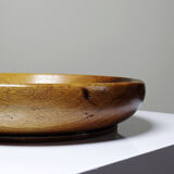 Teak or acacia wooden bowl, vintage craftsmanship from the 70s to 2000s.