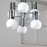 Vintage Italian Chrome and Opaline Chandelier