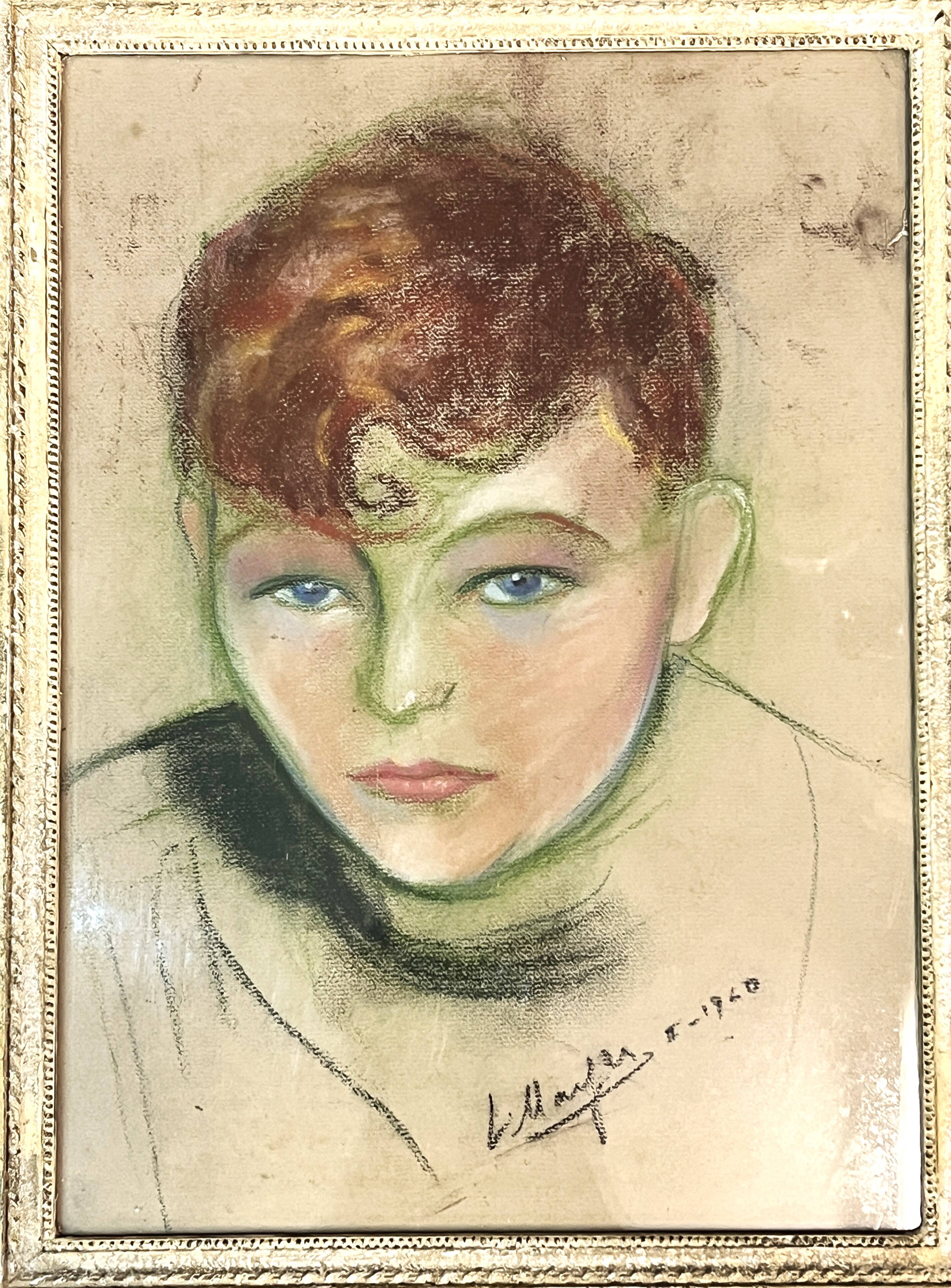 Pastel, portrait of a young adolescent signed L. Mayer, 20th century