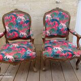 Pair of Louis XV style armchairs