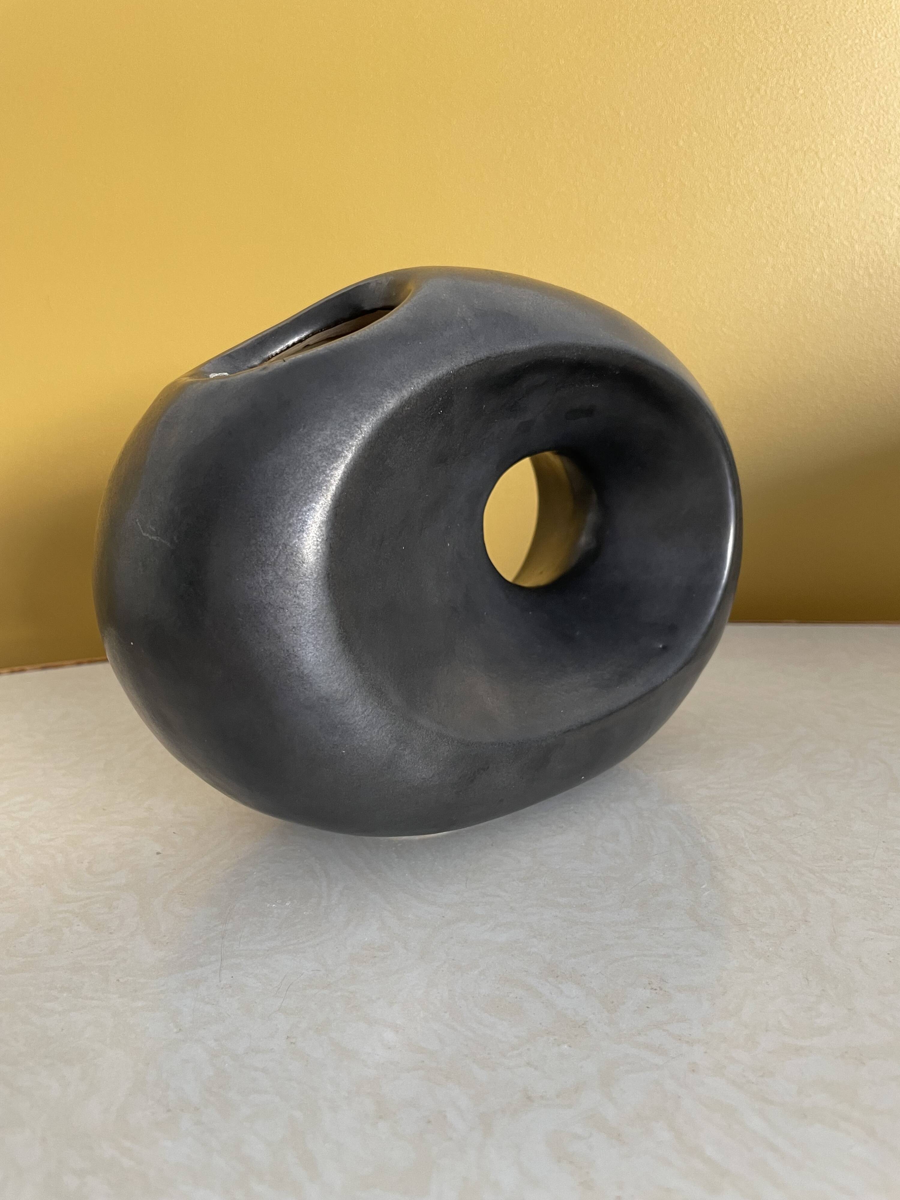 Matte black ceramic vase