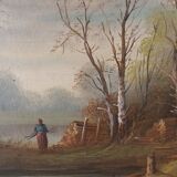 Painting under wood XIX th