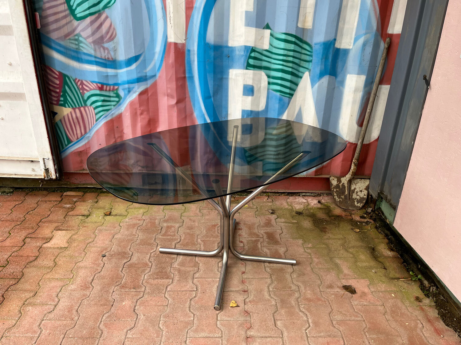 Vintage smoked glass table