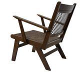 Art Deco oak armchair with webbing 1950s minimalist