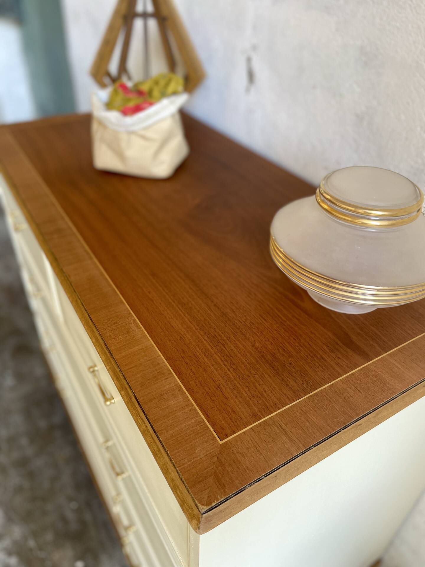 Renovated vintage chest of drawers – 5 drawers – Wooden top – Country style